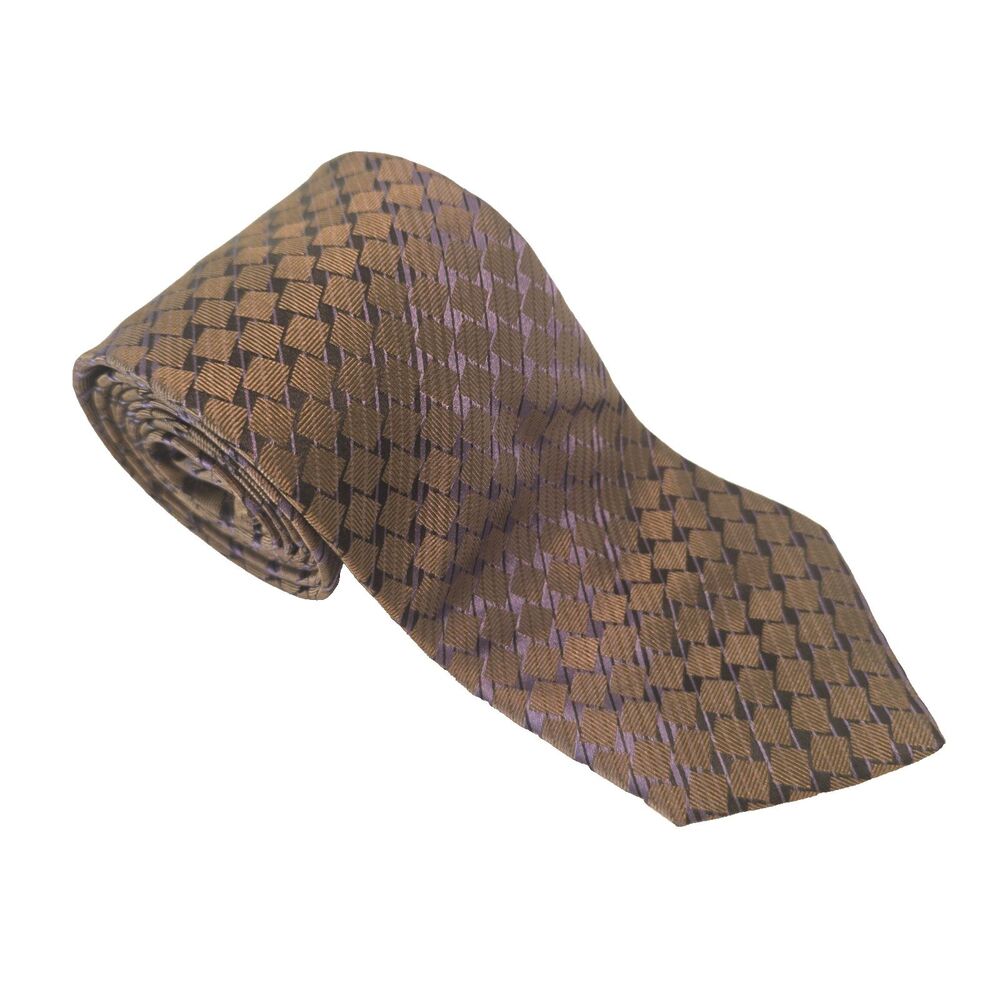 Cerruti 1881 (Anthime Moulay) 100% Silk Tie‎ Brown & Purple 59" x 3"
